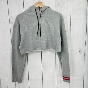 Black Kings Gray These Are Hard Times for Dreamers Crop Hoodie Red Stripe Med
